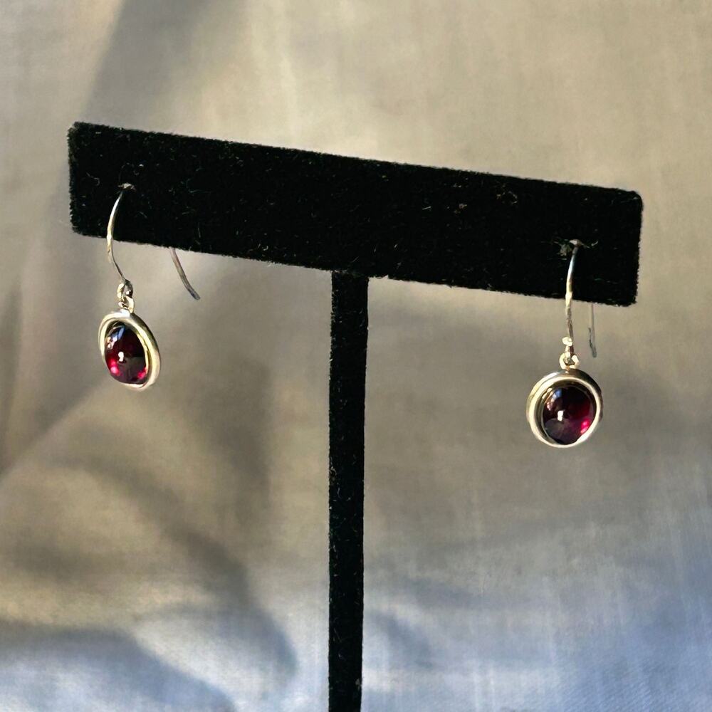 Tiny Garnet Sterling Drop Earrings - image 5